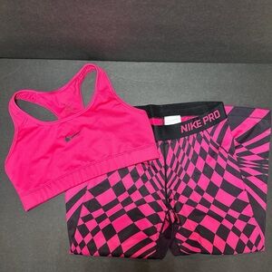 Nike Pro Fuchsia and Black Checkered Set